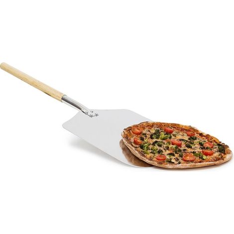 Pelle à pizza rectangle 30,5 x 79 cm Manche en bois verni Métal fin pour transfert facile Accessoire de four à pizza (1/5)