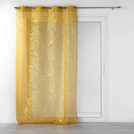 Rideau Voilage à Œillets "Belflor" 140x240cm Jaune (1/4)