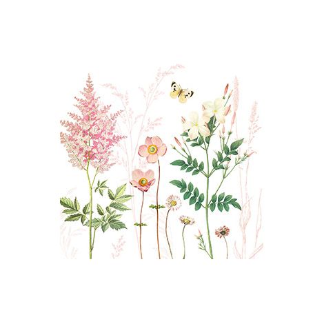Servietten Blumen und Blätter weiß-rosa 33 x 33 cm 20 Stück Servietten