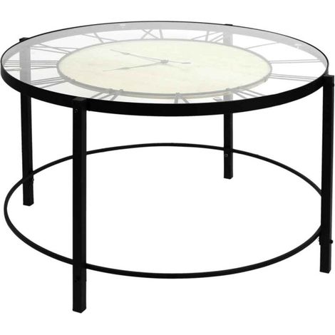Table Basse Design "Horloge" 90cm Noir (1/5)