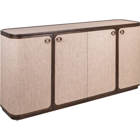 Buffet beige 4 portes au style naturel - beige et bois foncé (1/5)