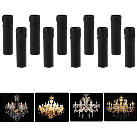 Porte-bougie goutte à goutte de style antique de 4 pouces, tube de bougie E14, base de bougeoir E14, noir. (1/5)