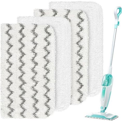 CSPARKV 4 Pièces chiffon de rechange pour vadrouille chiffons de nettoyage blancs recharge vadrouille plate vadrouilles en microfibre chiffon lavable housse en tissu vadrouille blanche (1/5)