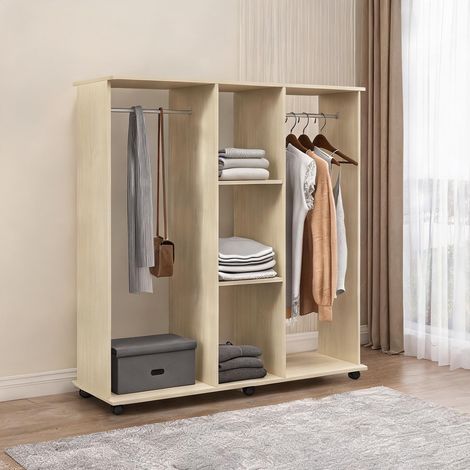 Armoire bois naturel en panneaux de particules 120 x 40 x 128 cm (1/5)