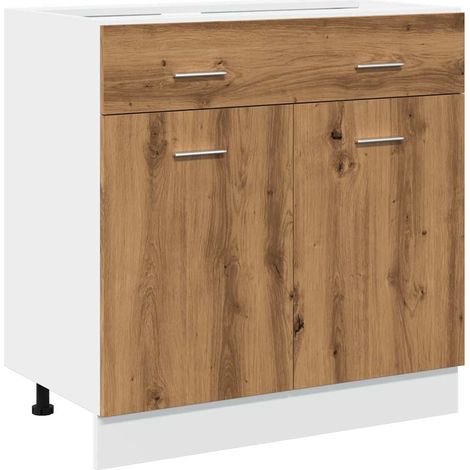 Maison Exclusive - Cajón bajo "Lyon" roble artesanal, 80x46x81,5