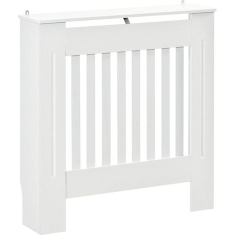 Cache-radiateur couverture radiateur grille d'aération verticale à lattes 78L x 19l x 81H cm en bois Blanc