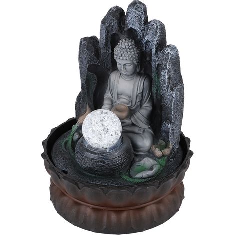 Fontaine de table décorative unique en forme de Bouddha, en résine, avec éclairage intégré. Prise européenne 220 V. (1/5)