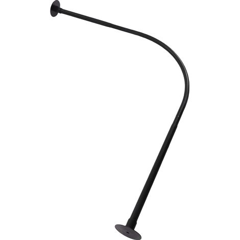 Barre de rideau de douche, en L, design télescopique, noir (1/2)