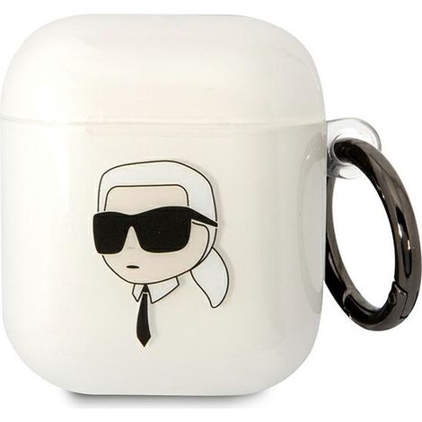 Funda transparente para AirPods 1/2 de Karl Lagerfeld KLA2HNIKTCT con la cabeza de Karl (1/3)