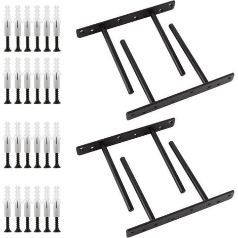 Set di 4 staffe nere invisibili, 200 x 150 mm – Staffe flottanti per mensole a muro, cucina, camera da letto
