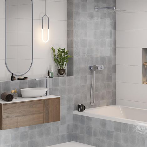Carrelage Mur grès Cérame brillant ULTRAGLOSS effect Zellige Agadir Niebla 14,7X14,7cm (1/2)
