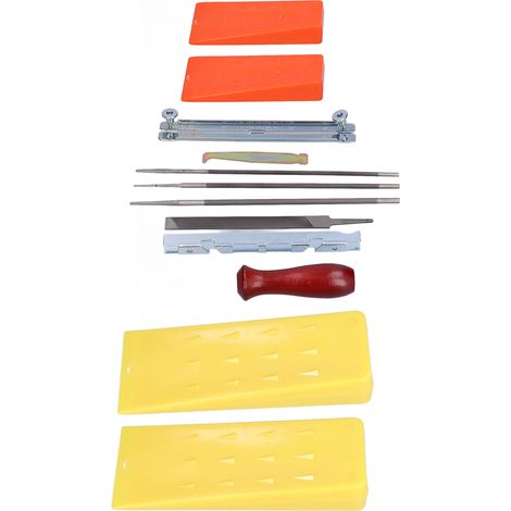 Kit d'affûtage pour tronçonneuse, coins d'abattage, limes rondes 5/32, 3/16 et 7/32 po, manche en bois dur pour le jardinage et l'exploitation forestière. (1/5)