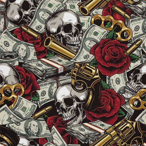 Tela decorativa para exteriores Oxford - Motivo Calavera de Dólar 3 I DX700 (1/5)