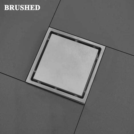 (Brushed A)Brushed Rose Gold 15cm15cm Tile Invisible Embedded Grid Bathroom Shower Insect-Proof Deodorant Floor Drain Square Floor Drain (1/4)