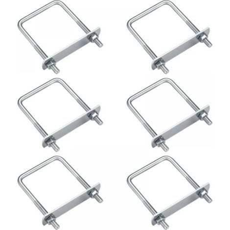 Lot de 6 boulons en U, boulons en U M6, boulons en U en acier inoxydable avec écrous, plaques et rondelles, boulons de serrage pour la fixation de tuyaux (angle droit 70x35mm) (1/3)
