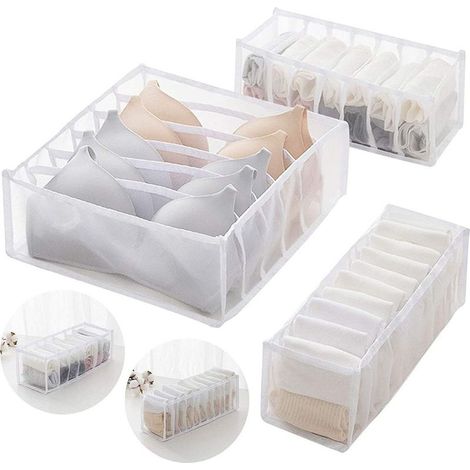 Organisateur Tiroir Sous-vêtement - 1 pièce Blanc - Pliable Soutien-gorge Chaussette Cravate (1/5)