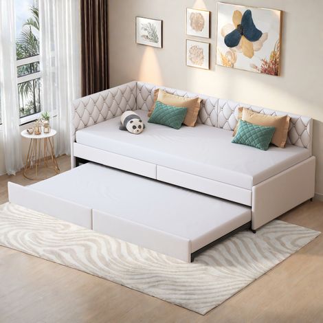 Divano letto a rotelle 90x200 cm, letto singolo, culla, divano letto pieghevole (bianco) (1/5)