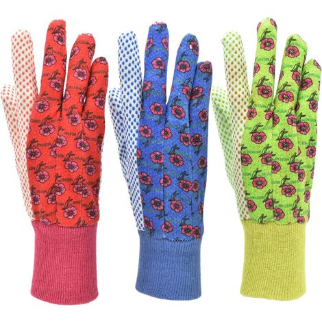 Filiyano-Lot de 3 paires de gants de jardin à motifs floraux en PVC souple (1/5)
