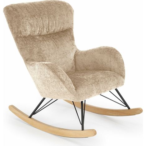 Mecedora Houston 1594, Beige, 92x77x106cm, Tapiz, De madera, Aglomerado laminado, Metal