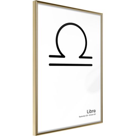 Affiche Murale Encadrée "Zodiac Libra II" 40 x 60 cm Or (1/2)