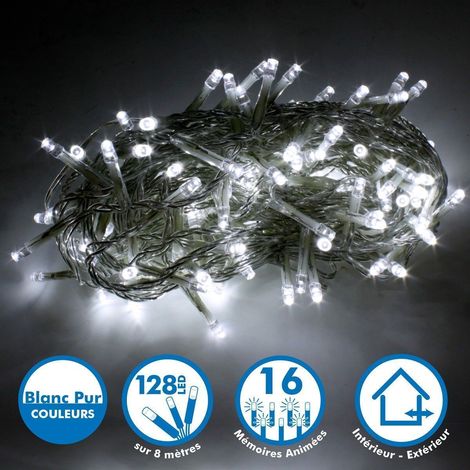 Ghirlanda luminosa 8 metri 128 LED - Bianco puro per esterni