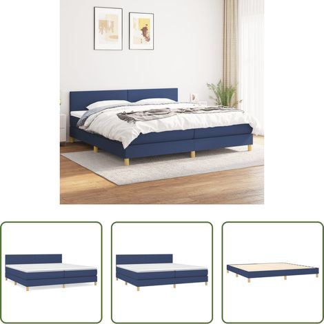 Matratze - Boxspringbett mit Matratze Blau 200x200 cm Stoff (1/5)