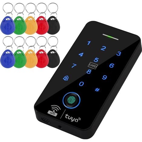 Clavier de contrôle d'accès Wi-FI étanche IP68 avec Lecteur d'empreintes digitales Compatible 125 kHz/13,56 MHz WG26/34 Bits avec 10 Porte-clés RFID 125 kHz (1/5)
