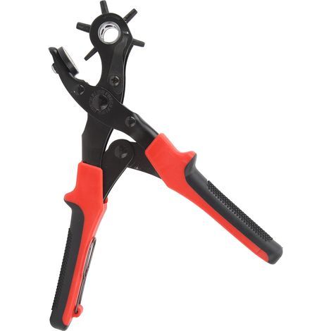 Pince perforatrice multifonctionnelle pour trous en cuir, outil de poinçonnage pour bracelet de montre, rouge et noir (1/5)