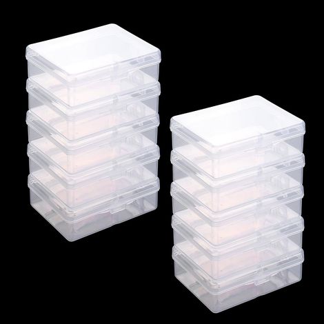 10 Pièces Petites Boîte de Rangement avec Couvercle,Transparent Boîtes Conteneurs en Plastique avec Couvercle à Charnière pour Collecte de Bijoux Petits Objets (1/5)
