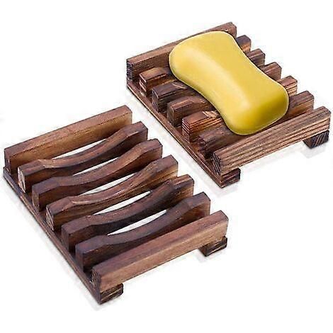 Porte-savon en bois naturel, boîte à savon en bambou, récipient de rangement facile à nettoyer, antiseptique et résistant à l'humidité, pour douche, salle de bain et cuisine. (1/4)