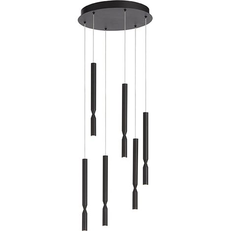 Suspension LED dimmable design moderne Tubic 6 - Noir (1/2)