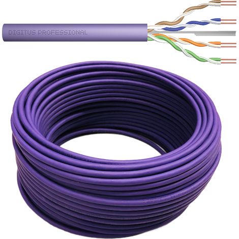 Cavo Internet, cavo di rete LAN cat.6 U/UTP, filo lsoh viola 50m (1/5)