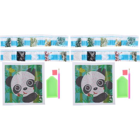 Lot 2 de broderie diamant 5D résine DIY pour décoration artisanale, motif panda, kit de point de croix créatif (1/5)
