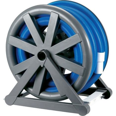 GRE – Enrouleur tuyau arrosage jusqu'à 15m – Flottant pour balai piscine – Fixation murale – Compatible avec tuyaux standards