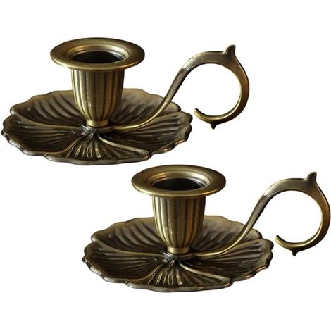 Kerzenständer 2-teiliger Vintage-Kerzenständer abnehmbarer Metallkerzenständer mit Griff konischer Edelstahlständer für Weihnachten Hochzeiten (1/5)