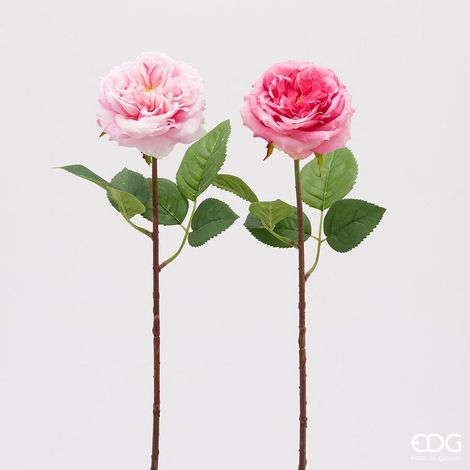 EDG Enzo De Gasperi Rosa Alma Olis 2 Fg Ass. H 48 Cm Pianta Artificiale Rosa Chiaro o Scuro 1 Pz