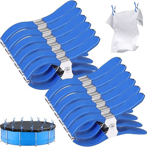 12 clips métalliques pour couverture de piscine avec feuille de protection, clips métalliques robustes pour couverture de piscine (1/5)