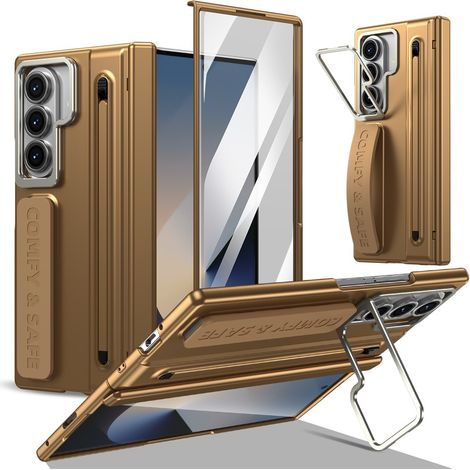 Custodia in vetro e stilo per Samsung Galaxy Z Fold 8 Ultra, colore oro. (1/5)