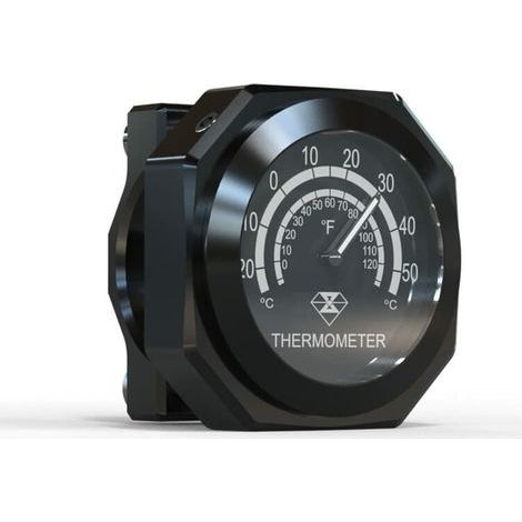 Thermometre Guidon Moto - Alliage Aluminium T6 - Etanche - Affichage Fluorescent Nuit - Compatible Guidon 22-28 mm - 1 Unite (1/5)