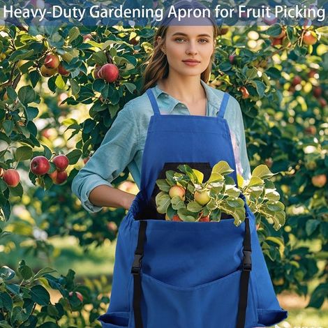 Tablier Jardinage avec Poches Sac Cueillette Fruits Sac R¨ colte L¨ gumes pour Cueilleur Fruits Bleu (1/5)