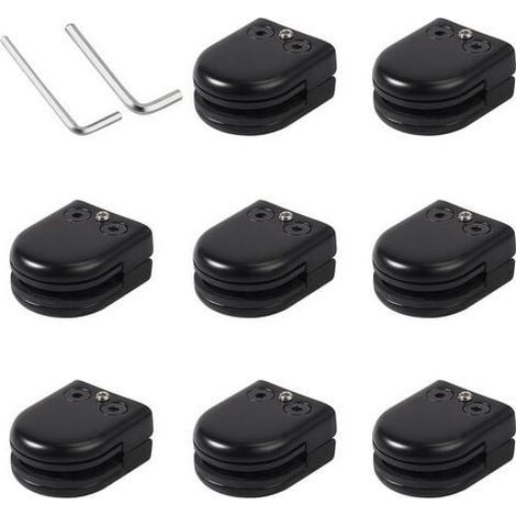 Lot de 8 pinces à verre en acier inoxydable 304 noir – Support solide pour verre 8-10 mm – Finition polie – Installation facile (1/5)