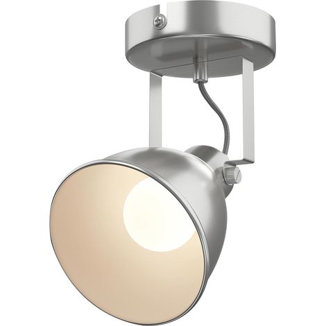 Lampada Applique Parete Faretto Direzionabile Metallo Design Moderno E14 Silver