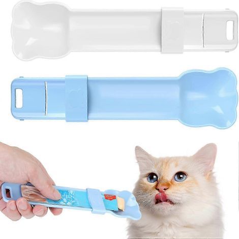 Lot de 2 distributeurs de friandises liquides pour chats. avec cuillère à presser. pour aliments humides et liquides. idéal pour les petits animaux de compagnie. (1/5)