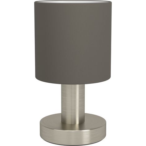 Lampada Scrivania Montetto Acciaio Grigio Tessuto Cappuccino 1 Luce E14 Ip20