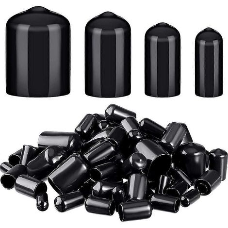 Lot de 80 pièces caoutchouc extrémité capuchons Screw capuchons 4 Sizes 1 / 4 à 3 / 4 pouces (noir) (1/5)