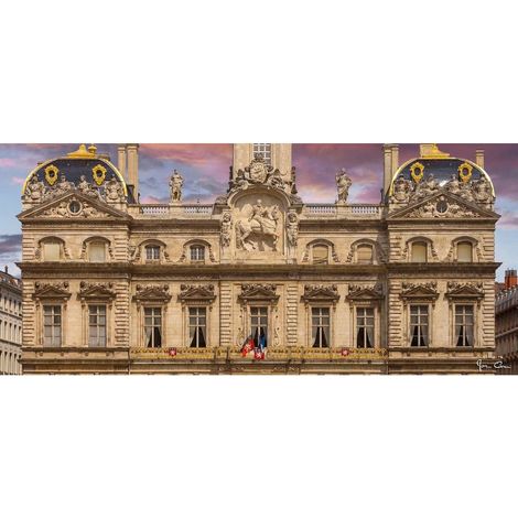 Tableau sur verre synthétique hôtel de ville Lyon 65x145 cm - Impression sur Verre synthétique - Image HD imprimée sur Verre synthétique - Tableau mural décoratif - Fabriqué en France (1/5)