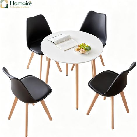 Table à manger en plastique et bois noir 120 x 80 cm HOMAIRE (1/5)