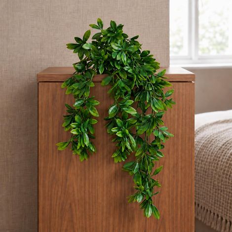 70cm Artificial Trailing Laurel Leaf Hanging Plant Green Foliage (1/4)