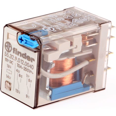 Finder 55 Series Relais de puissance 2 RT, bobine 12V c.c. Enfichable 1W ( Prix pour 1 )