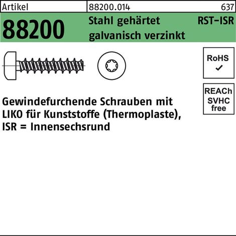 Linsenkopfschraube für Kunstoffe VG 6x16 Stahl galvanisch verzinkt T25 250 Stk (1/2)